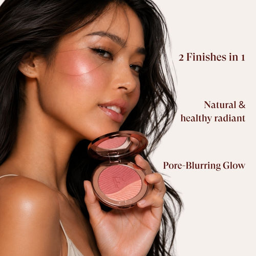 2 Finishes in 1 Compact. - Fabled Blush-Satin Glow Duo