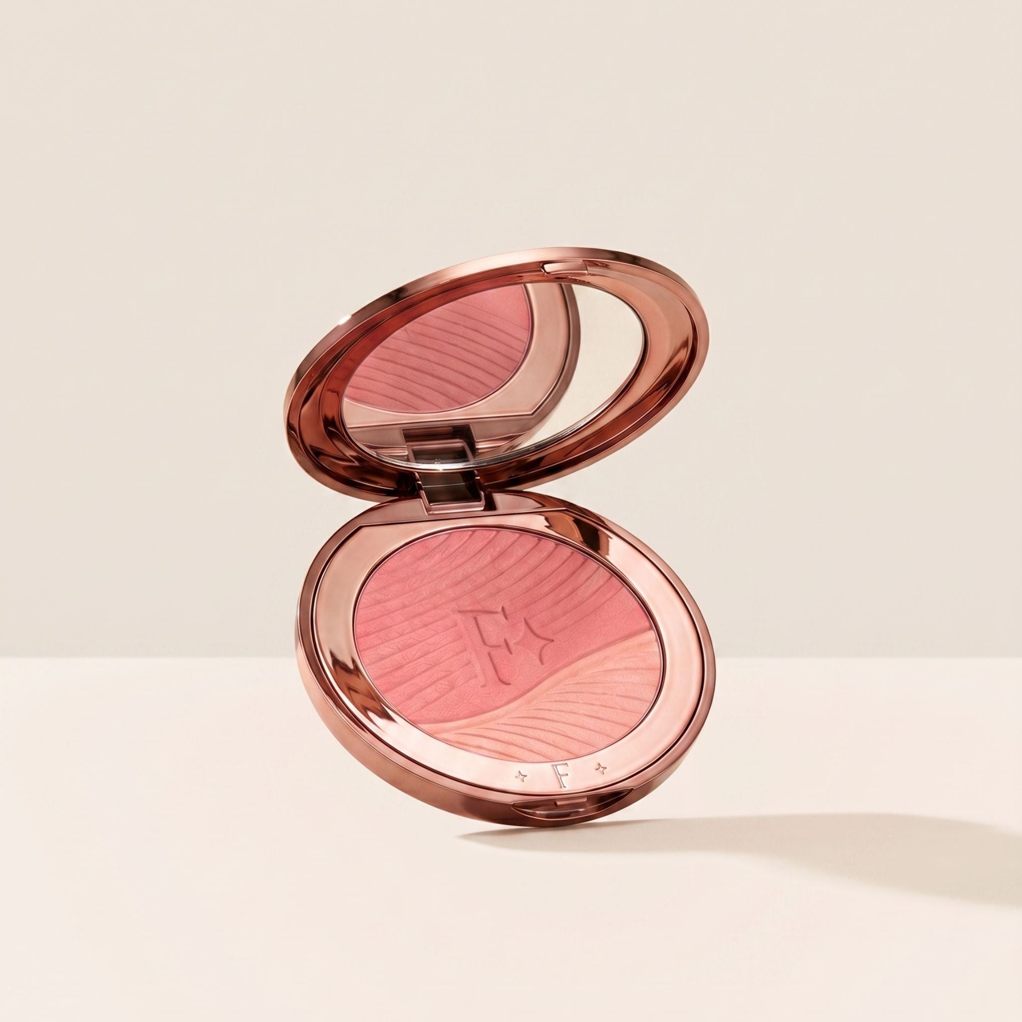 2 Finishes in 1 Compact. - Fabled Blush-Satin Glow Duo Wine Flush